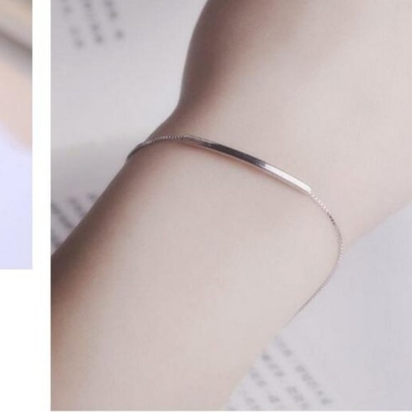 NEW 925 Sterling Silver Simple Bar Bracelet N - Picture 3 of 7